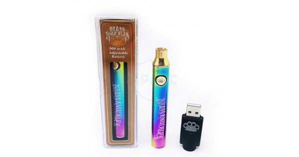 BRASS KNUCKLES RAINBOW 900mAh CARTRIDGE BATTERY - 30CT DISPLAY (BRASS-RAIN)