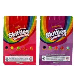 Medicated Skittles Gummies 600mg THC Packaging 3.5g Mylar Bags